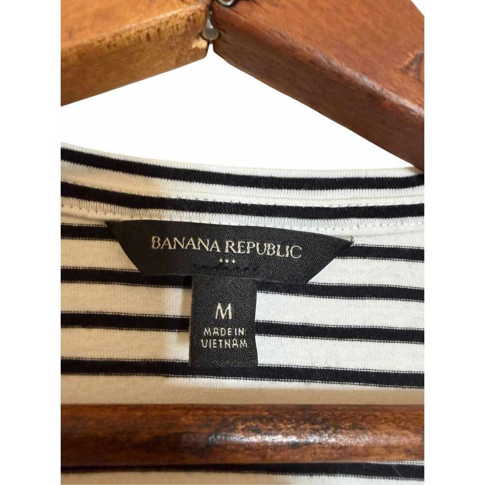 Banana Republic NWOT Stripe Crew Neck Long Sleeve T-Shirt Black White Medium - Picture 5 of 7